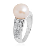 Freshwater Pearl Sterling Silver CZ Ring , Earring and Bracelet Set