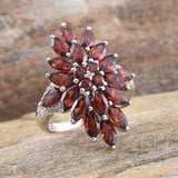 Sterling Silver Mozambique GARNET & WHITE TOPAZ Cluster Ring (Size 10 Only)