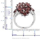 Sterling Silver Mozambique GARNET & WHITE TOPAZ Cluster Ring (Size 10 Only)