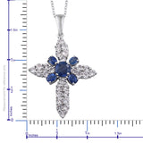 Platinum over Sterling Silver Himalayan Kyanite and White Topaz Cross Pendant and 20" Chain