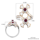 Designer YG/Platinum /Sterling Silver RUBY Bypass Double Cross Ring