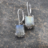 Platinum over Sterling Silver Madagascar Labradorite Lever Back Earrings