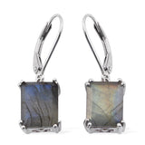 Platinum over Sterling Silver Madagascar Labradorite Lever Back Earrings