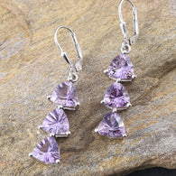 Platinum over Sterling Silver Bahia Amethyst Lever Back Earrings