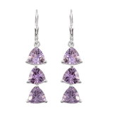 Platinum over Sterling Silver Bahia Amethyst Lever Back Earrings