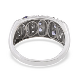 Platinum Sterling Silver TANZANITE & White TOPAZ Row Ring (Size 7)