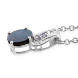 Platinum over Sterling Silver Boulder Opal and Tanzanite Ring, Pendant, Earrings Set with Chain