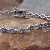 Platinum over Sterling Silver 3.8cts. Tanzanite Oval Cut Bracelet (7.50 in)