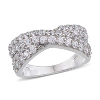 Platinum over Sterling Silver White Zircon Band Ring (Size 6 Only)