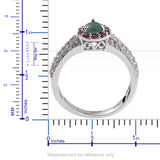 Sterling Silver Pear Cut EMERALD , RUBY & WHITE TOPAZ Ring (Size 7 Only)