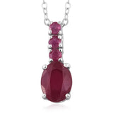 Platinum over Sterling Silver RUBY Ring, Pendant, Earrings Set with Chain