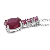 Platinum over Sterling Silver RUBY Ring, Pendant, Earrings Set with Chain