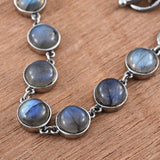 Stainless Steel Link Malagasy Labradorite Toggle Bracelet (6.50 - 7.50 in)