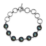 Stainless Steel Link Malagasy Labradorite Toggle Bracelet (6.50 - 7.50 in)