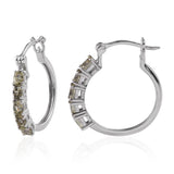 Platinum over Sterling Silver Yellow Canary Apatite Hoop Earrings