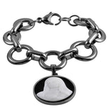 Stainless Steel Fancy Link " Virgin Mother " Madonna Bracelet (7.00 in)