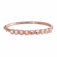 14K Rose Gold/Sterling Silver MORGANITE & Pink SAPPHIRE Bangle Bracelet (7.25 in)