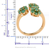 14K Y Gold Sterling Silver Brazilian EMERALD Floral Flower Ring (Only Size 8)