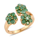 14K Y Gold Sterling Silver Brazilian EMERALD Floral Flower Ring (Only Size 8)