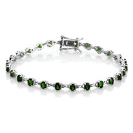 Platinum over Sterling Silver Russian Chrome Diopside Line Bracelet (7.50 in)