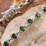 Platinum over Sterling Silver Russian Chrome Diopside Line Bracelet (7.50 in)