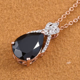 14K Rose Gold over Sterling Silver Thai Black Spinel & White Topaz Pendant & 18" Chain