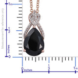 14K Rose Gold over Sterling Silver Thai Black Spinel & White Topaz Pendant & 18" Chain