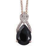 14K Rose Gold over Sterling Silver Thai Black Spinel & White Topaz Pendant & 18" Chain