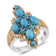 14K YG & Platinum over Sterling Silver Arizona SLEEPING BEAUTY Turquoise Ring Size 5.25