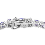 Platinum over Sterling Silver Oval 7.7 cts. Tanzanite Line Bracelet (7.50 in)