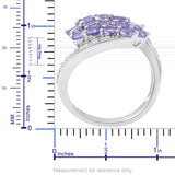 Platinum Sterling Silver TANZANITE & TOPAZ Bypass Cluster Ring