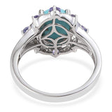 Platinum Sterling Silver Sonoran Blue Turquoise & Tanzanite & Zircon Ring Size 7.25