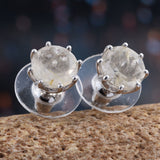 Platinum over Sterling Silver Aurelia Rutilated Quartz Stud Earrings