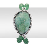 Green Quartzite & Green Drusy Austrian Crystal Bead Bracelet (7.50")