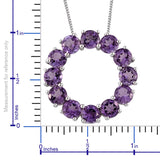 Platinum Sterling Silver Rose De France Amethyst Circle Pendant with 20" Chain