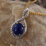 14k Gold over Sterling Silver Lapis Lazuli Eternity Pendant with 18" Chain