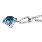 Sterling Silver Blue Swarovski Crystal Ring, Pendant, Earrings Set with Chain