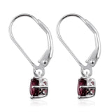 Sterling Silver India Rhodolite Garnet Dangle Lever Back Earrings