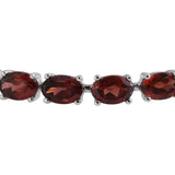 Rhodium Sterling Silver 17cts. Mozambique GARNET Line Tennis Bracelet (7.75 in)