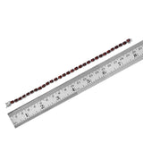 Rhodium Sterling Silver 17cts. Mozambique GARNET Line Tennis Bracelet (7.75 in)