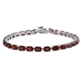 Rhodium Sterling Silver 17cts. Mozambique GARNET Line Tennis Bracelet (7.75 in)