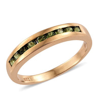 14k Yellow Gold Sterling Silver Channel Set CHROME DIOPSIDE Ring (Size 5 Only)