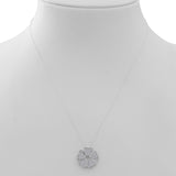 Sterling Silver White Cubic Zirconia Circle Hearts Pendant & 18" Chain