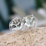 Sterling Silver Brazilian Green Amethyst Prasiolite Stud Earrings