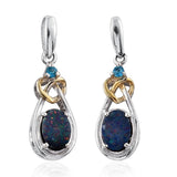 14K Yellow Gold & Sterling Silver Boulder Opal & Neon Apatite Drop Earrings