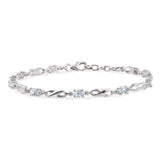 Platinum over Sterling Silver Sky Blue Topaz Bracelet Eternity Symbols