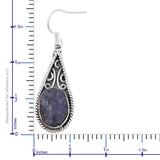 Sterling Silver Rough Cut TANZANITE Dangle Earrings (Handmade in Bali)