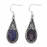 Sterling Silver Rough Cut TANZANITE Dangle Earrings (Handmade in Bali)