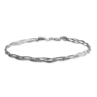 Sterling Silver Sparkle Braided Bracelet (7.50 - 8.50 in)