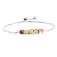 Platinum over Bond Brass CITRINE Cabochon Adjustable Bracelet